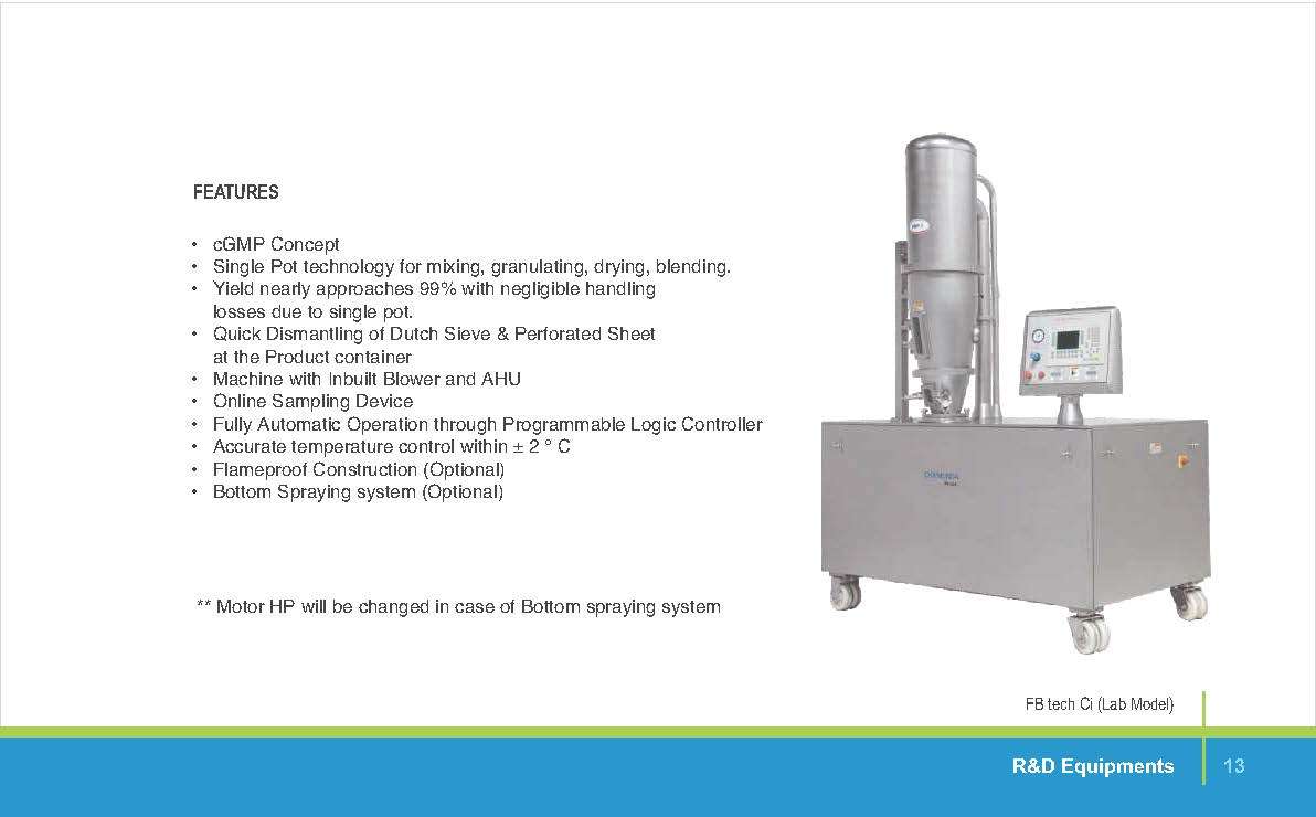 FLUID BED PROCESSOR LAB MODEL