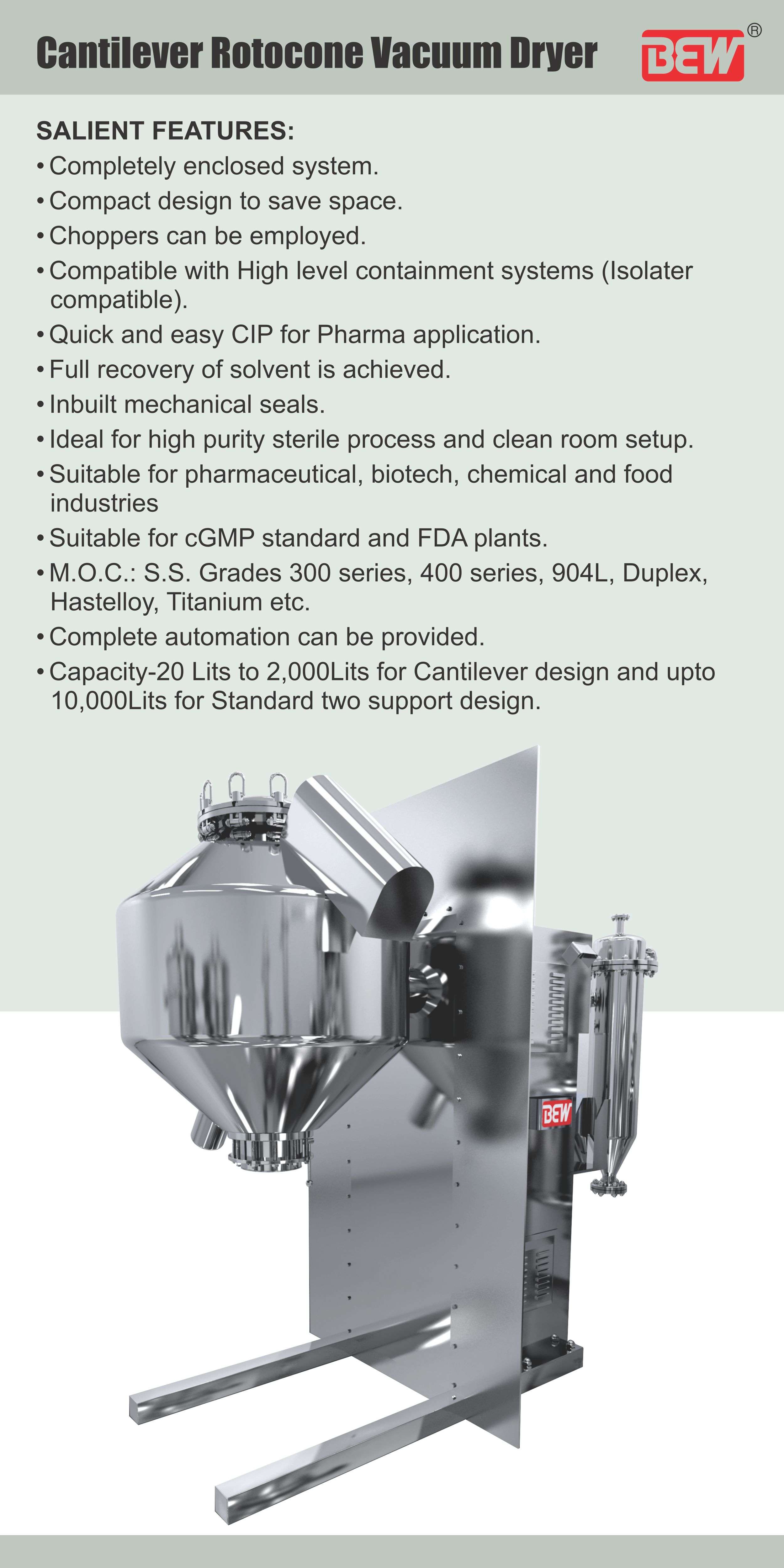 Cantilever Rotocone Vacuum Dryer