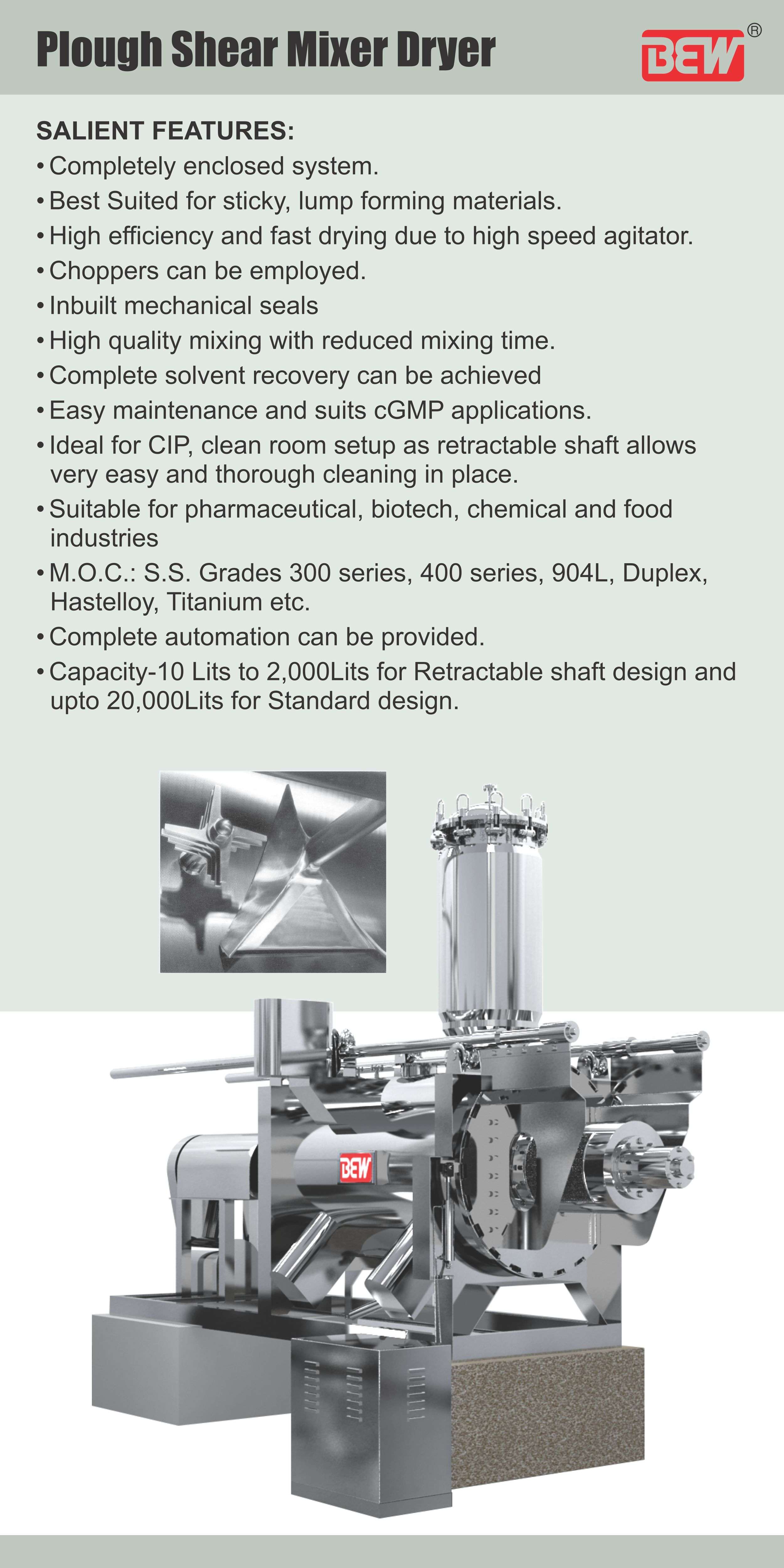 Plough Share Mixer Dryer